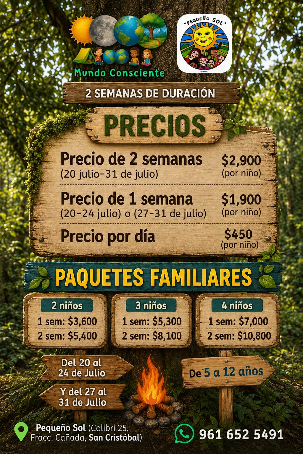 Flyer de precios del Curso de Verano 2026